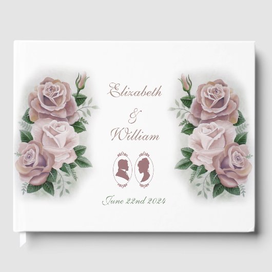 Regency Bridgerton Pink Blume Cameos Gästebuch (Vorderseite)