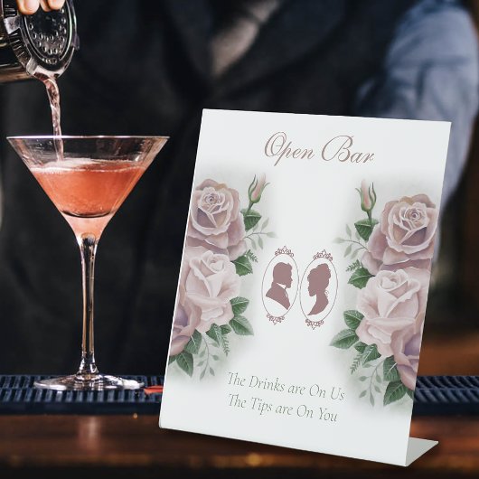 Regency Bridgerton Pink Roses Cameo Open Bar Sockelschild