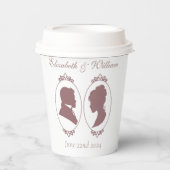 Regency Bridgerton Pink Roses Cameos Pappbecher (Vorderseite)