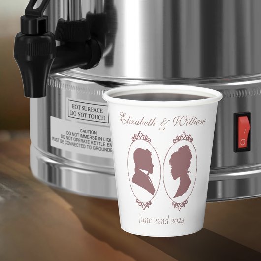 Regency Bridgerton Pink Roses Cameos Pappbecher