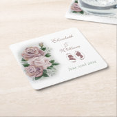 Regency Bridgerton Pink Roses Cameos Rechteckiger Pappuntersetzer (angewinkelt)