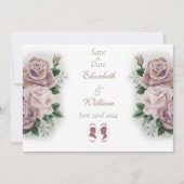 Regency Bridgerton Pink Roses Cameos Save The Date (Vorderseite)