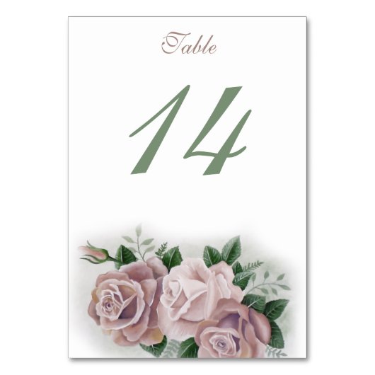 Regency Bridgerton Pink Roses Cameos Tischnummer (Rückseite)