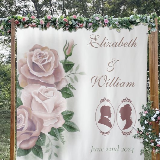 Regency Bridgerton Pink Roses Cameos Wandteppich