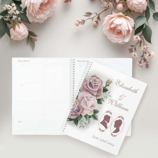 Regency Bridgerton Pink Roses Cameos Wedding Planer