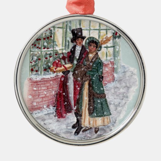 Regency Christmas Shoppers - Jane Austen Ornament Aus Metall (Vorne)
