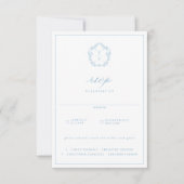 Regency Crest Light Blue Meal Choice Wedding RSVP Karte (Vorderseite)