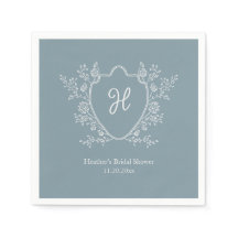 Regency-Crest-Monogramm Blaue Brautparty