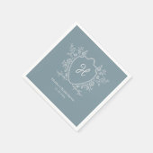 Regency-Crest-Monogramm Blaue Brautparty Serviette (Ecke)