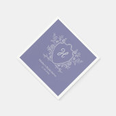 Regency-Crest-Monogramm lila Brautparty Serviette (Ecke)