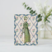 Regency-Dame in Grün Postkarte (Stehend Vorderseite)