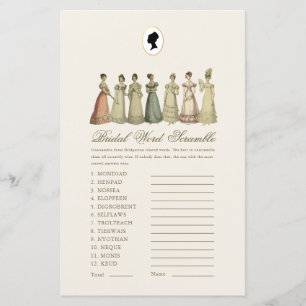Regency-Damen Worträtsel Brautparty-Spiel
