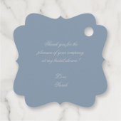 Regency Dusty Blue Elegantes Wappen Brautparty Geschenkanhänger (Rückseite)