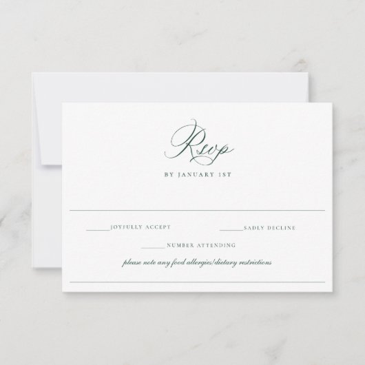 Regency Emerald Allergy Diät Restriction Wedding RSVP Karte (Vorderseite)