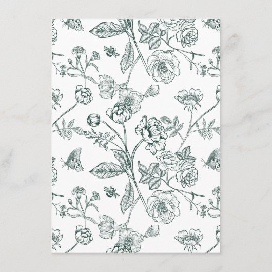 Regency Emerald Green Wedding Details Begleitkarte (Rückseite)