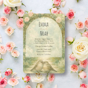 Regency-Englischer-Garten-Rosa-Rosen-Hochzeit Einladung