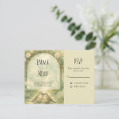 Regency-Englischer-Garten-Rosa-Rosen-Hochzeit RSVP Karte (Stehend Vorderseite)