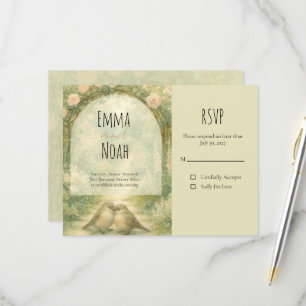 Regency-Englischer-Garten-Rosa-Rosen-Hochzeit RSVP Karte