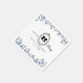 Regency-Epoche Blaue Blumige Hochzeit Serviette (Ecke)