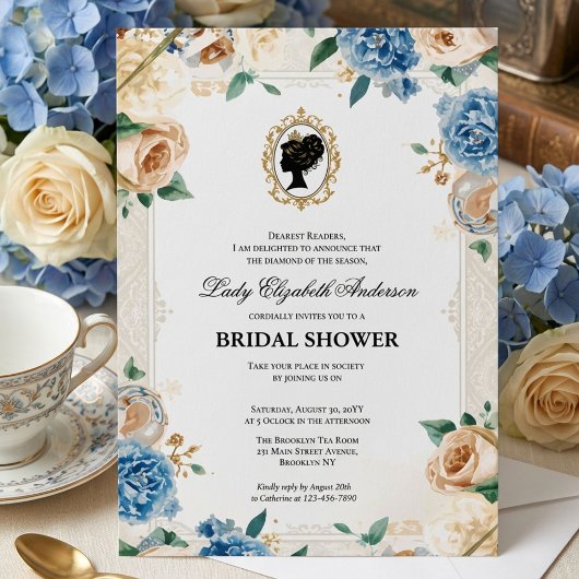 Regency-Epoche Floral-Braut-Dusche Einladung