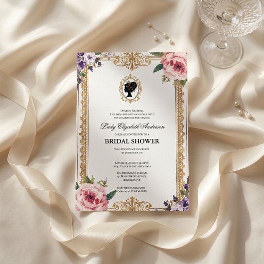Regency-Epoche Floral-Braut-Dusche Einladung