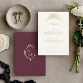 Regency-Epoche Hochzeit Elegante Erbstück-Details Begleitkarte