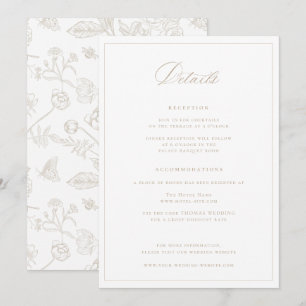Regency-Era Beige Hochzeits-Details Karte