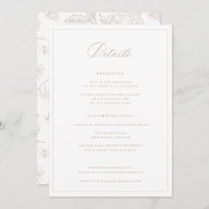 Regency Era Beige Wedding Details Card Einladung
