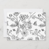 Regency Era Black Floral Wedding Details Card Einladung (Rückseite)