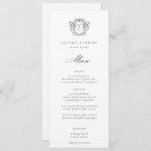 Regency Era Black Wappen Monogram Wedding Menu Einladung (Vorne/Hinten)