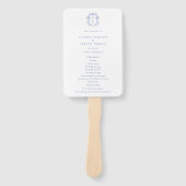 Regency Era Blue Crest Monogram Wedding Program Fächer (Vorderseite)