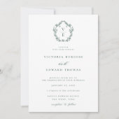 Regency Era Emerald Monogram Wappen Wedding Einladung (Vorderseite)