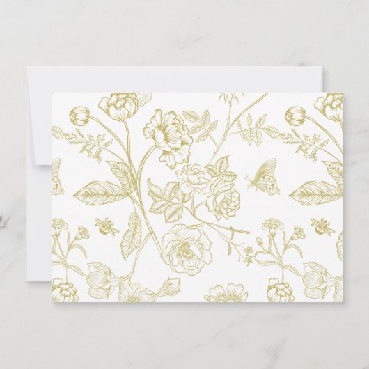 Regency Era Gold Floral Wedding Details Card Einladung (Rückseite)