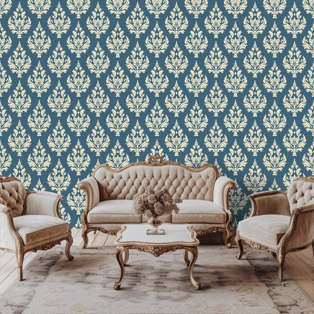 Regency Era Inspiriert Damask Blätter Tapete (Von Creator hochgeladen)