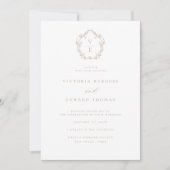 Regency Era Wappen Beige Monogram Wedding Einladung (Vorderseite)