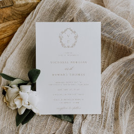 Regency Era Wappen Beige Monogram Wedding Einladung