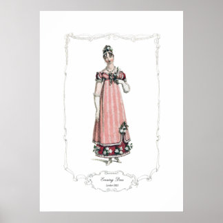 Regency Fashion Plate 1815 Abend Dress London Poster