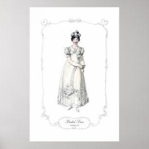 Regency Fashion Plate 1818 Bridal Dress Print Poster