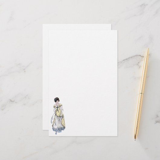 Regency Fashion Stationery - Lady #1 Briefpapier (Vorderseite/Rückseite Beispiel)