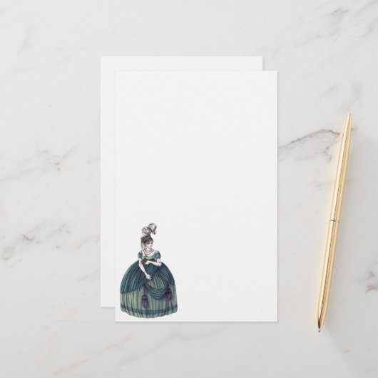 Regency Fashion Stationery - Lady #4 Briefpapier (Vorderseite/Rückseite Beispiel)