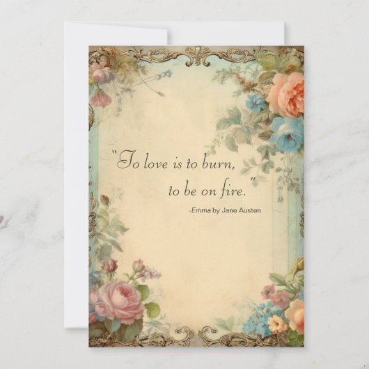 Regency Floral Journal Page Austen Zitat Einladung (Rückseite)