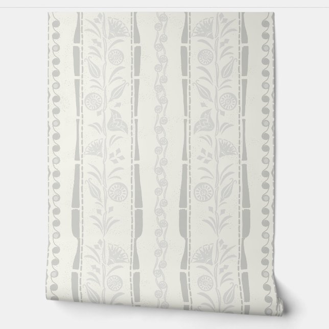Regency Floral Sophisticated Stripes - Light Gray  Tapete (Abrollen)