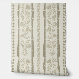 Regency Floral Stripes - Khaki - Cream Tapete