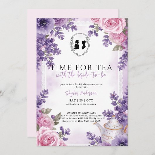Regency Floral Tea Party bridal shower Einladung (Vorne/Hinten)