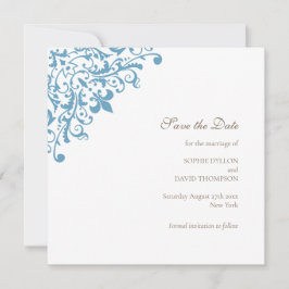 Regency French Blue Fleur de Wedding Save the Date