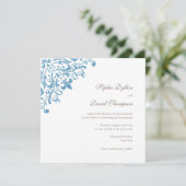 Regency French Blue Lilie Pattern Square Einladung (Stehend Vorderseite)