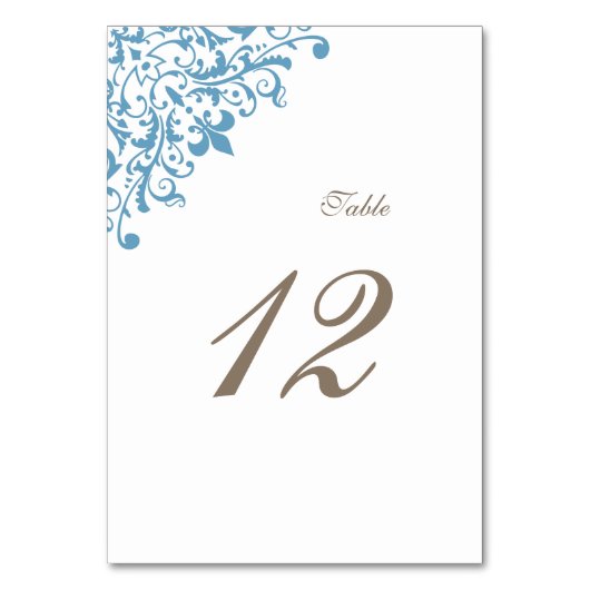 Regency French Blue Lilie Pattern Wedding Tischnummer (Rückseite)