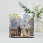 Regency French Blue Lilie Wedding Foto Dankeskarte (Stehend Vorderseite)