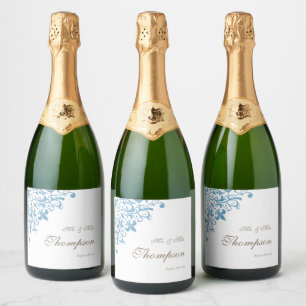 Regency French Blue Lilie Wedding Reception Schaumweinetikett