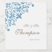 Regency French Blue Lilie Wedding Reception Weinetikett (Einzelnes Label)